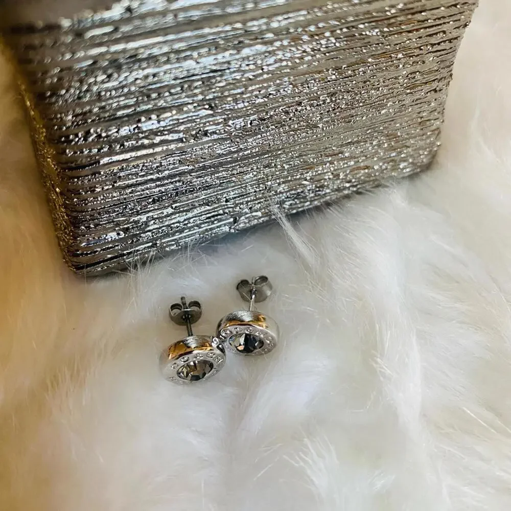 Coach New York Silver-Tone Crystal Stud Earrings - Picture 6 of 8